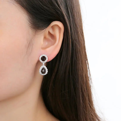 Elegant Black Garnet Drop Earrings | 925 Sterling Silver | Choosen Jewelry