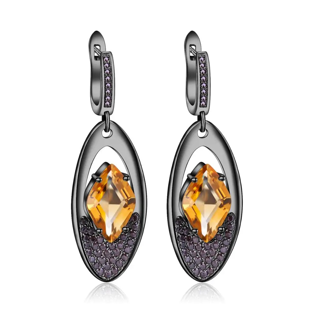 Natural Citrine Drop Earrings | 925 Sterling Silver | Choosen Jewelry