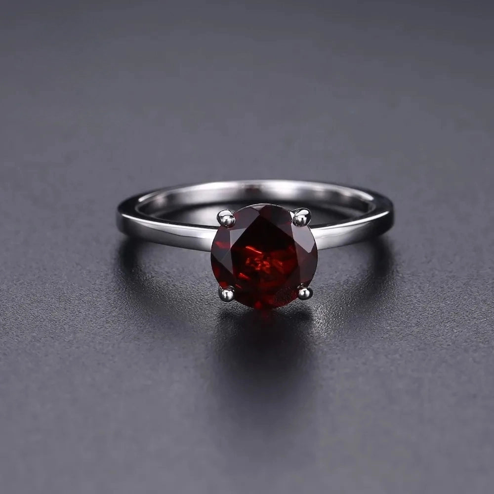 Natural 2.36Ct Red Garnet Engagement Ring | Sterling Silver | Choosen Jewelry