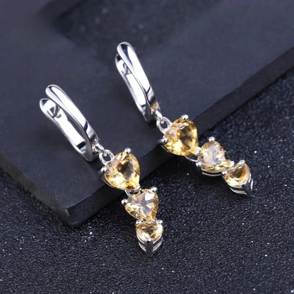 Natural Citrine Heart Drop Earrings | 4.86Ct | 925 Sterling Silver | Choosen Jewelry