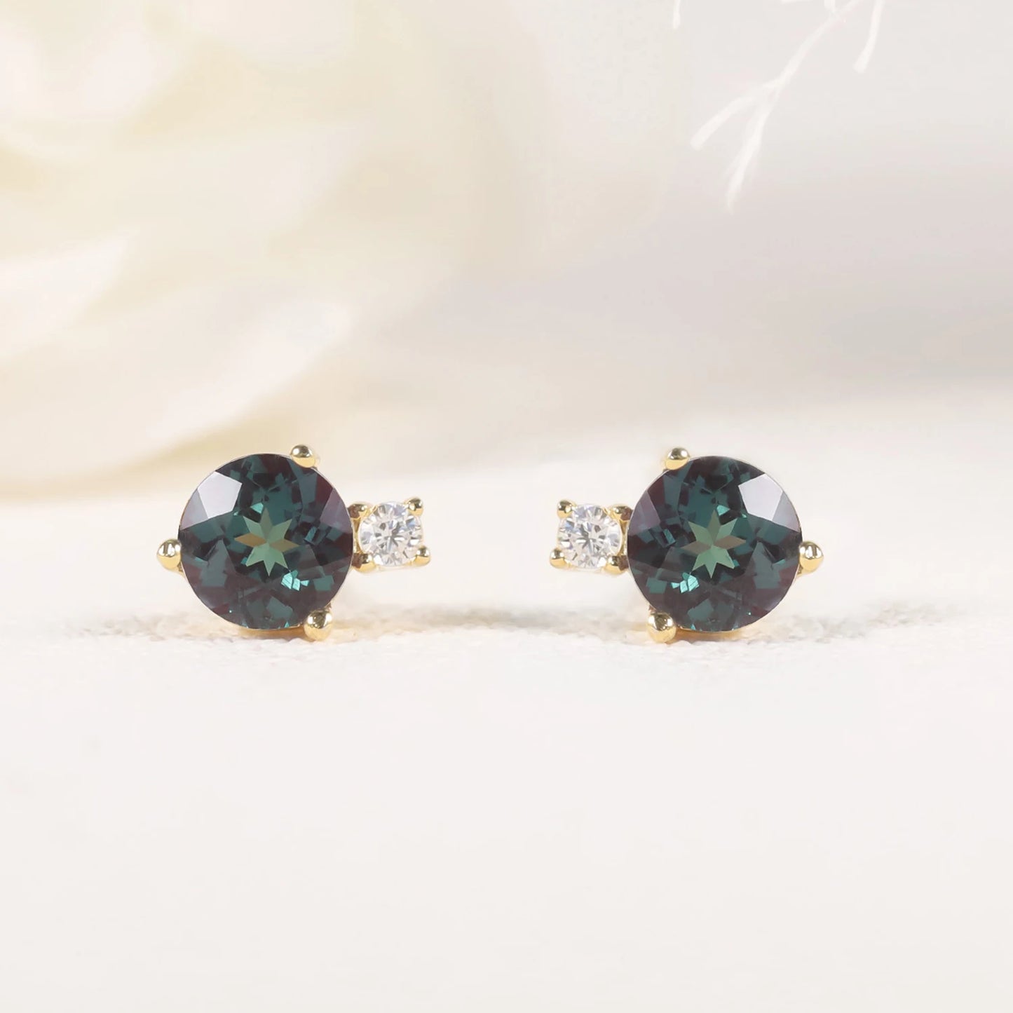 18k Gold Plated Sterling Silver Lab Alexandrite Stud Earrings | Choosen Jewelry