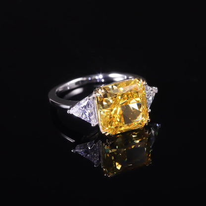 Choosen Jewelry: Vivid Yellow CZ Engagement Ring - 925 Sterling Silver Handmade Luxury Statement Ring