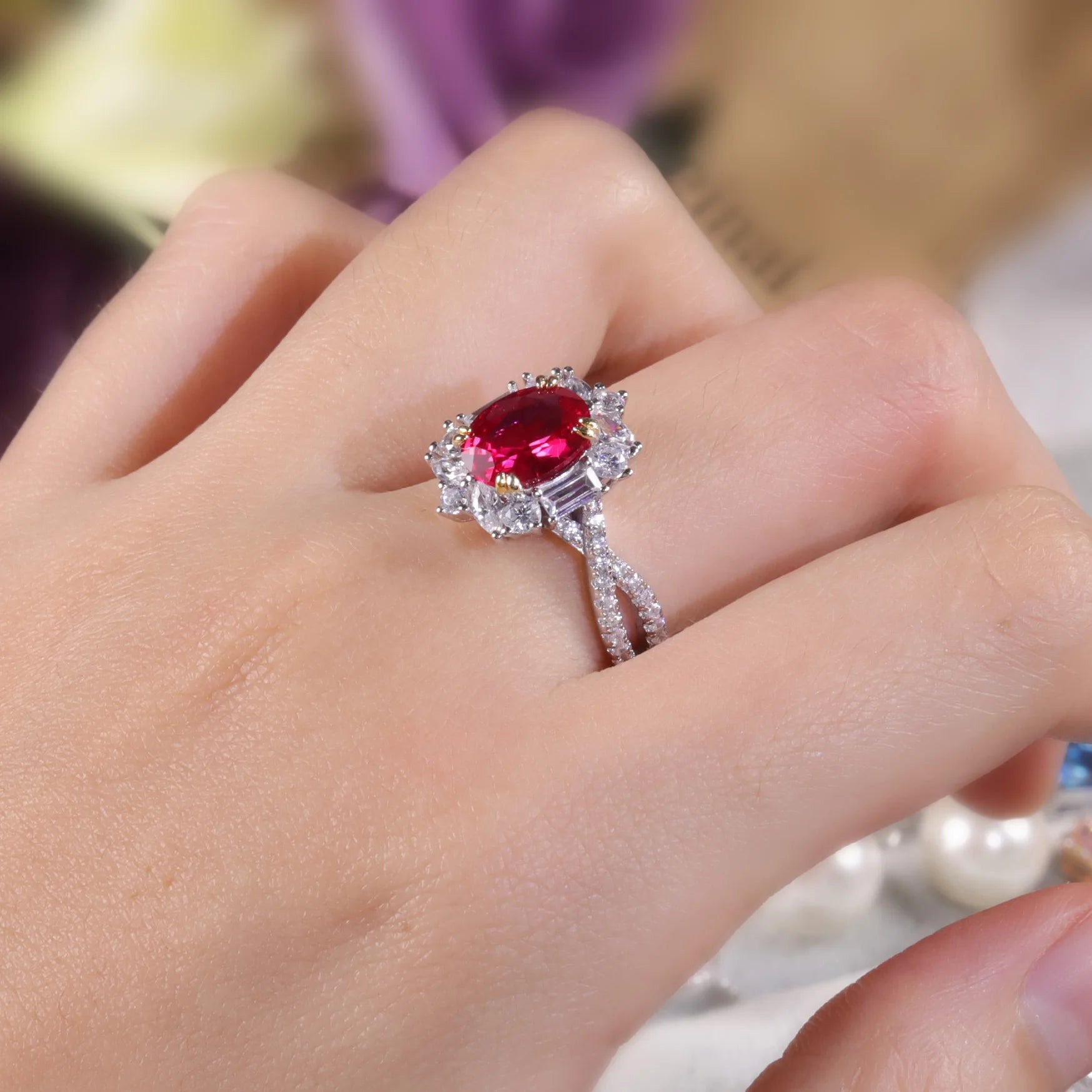 Vintage-Inspired Sterling Silver Lab Ruby Cocktail Ring | Choosen Jewelry