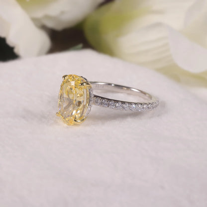 Oval Yellow CZ Diamond Engagement Ring - 925 Sterling Silver - Choosen Jewelry