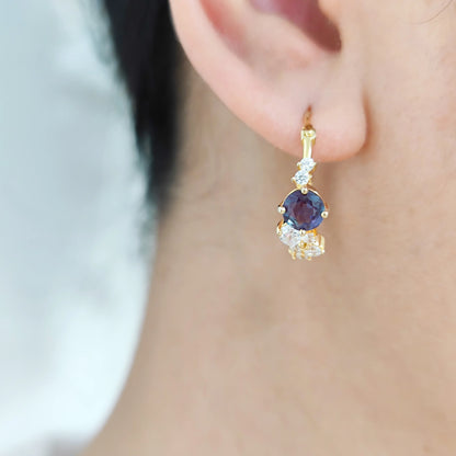 Sterling Silver Lab Alexandrite Hoop Earrings - June Birthstone Jewelry by Choosen