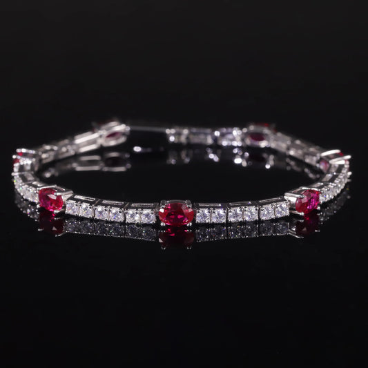 Sterling Silver Lab Grown Ruby Tennis Bracelet | Choosen Jewelry