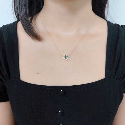 0.79CTW Moss Agate Rolo Chain Necklace