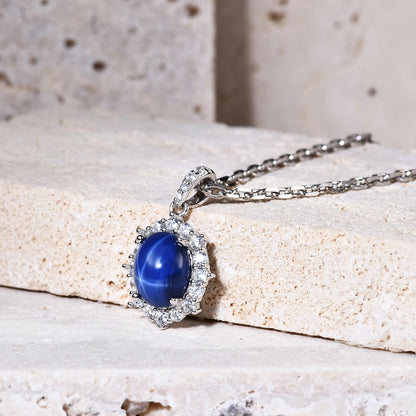 Choosen Jewelry: Dainty Blue Star Sapphire Pendant Necklace in Sterling Silver - Vintage Style Mother's Day Gift