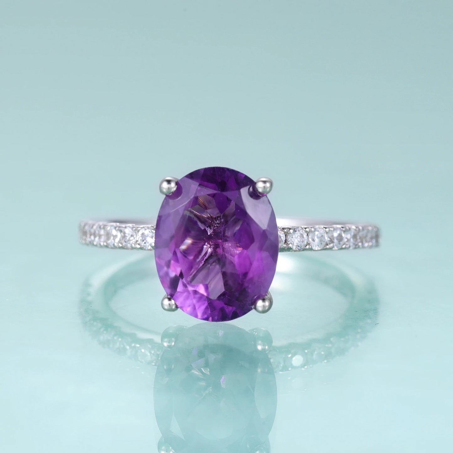 Vintage Amethyst Engagement Ring - 925 Sterling Silver - Choosen Jewelry