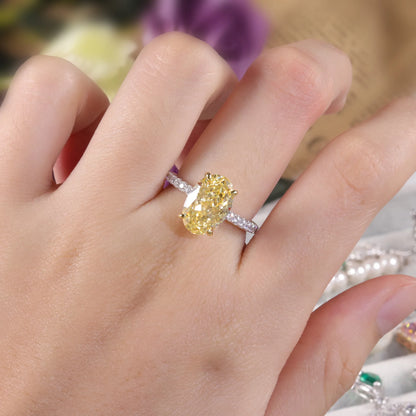 Oval Yellow CZ Diamond Engagement Ring - 925 Sterling Silver - Choosen Jewelry