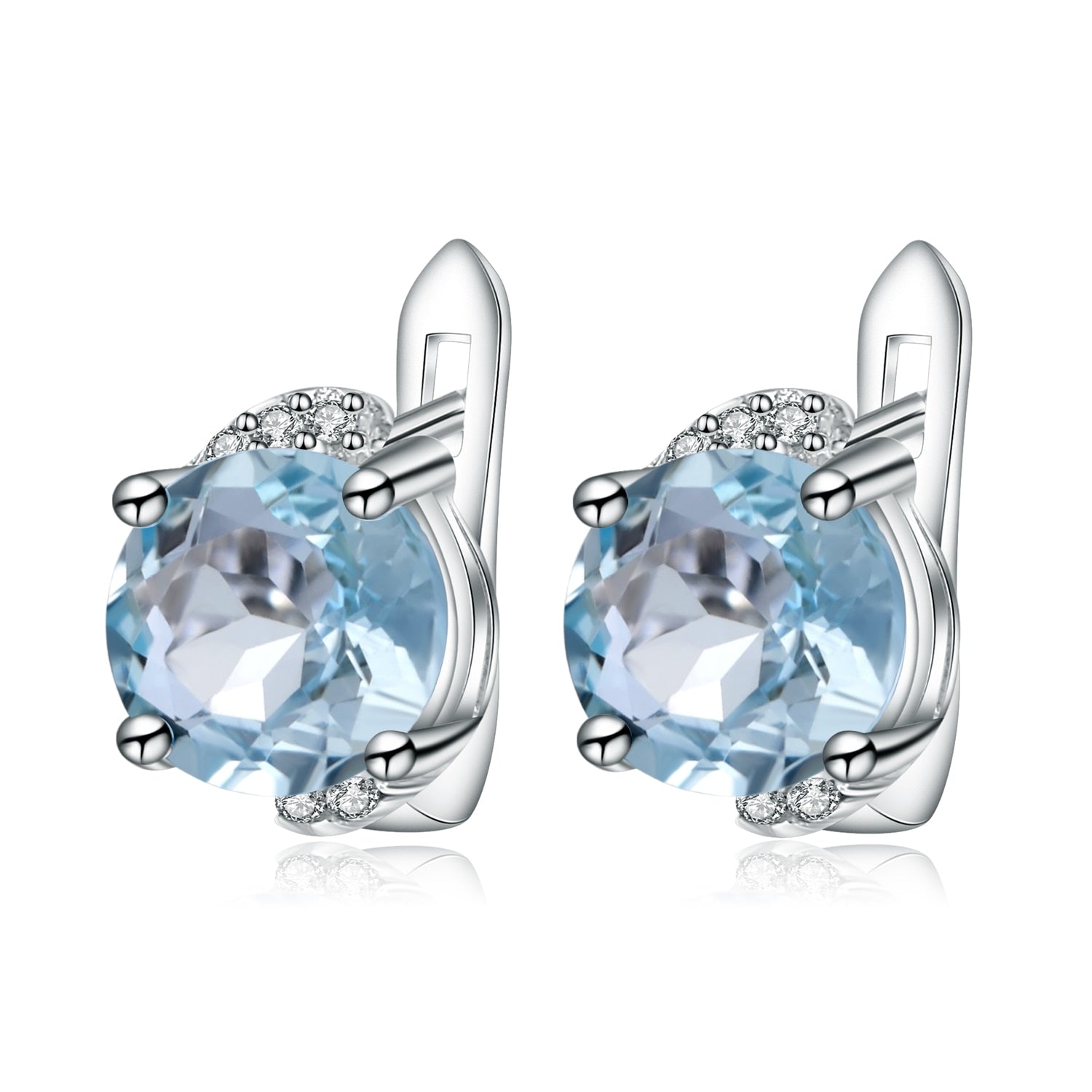 Sky Blue Topaz Lever Back Earrings