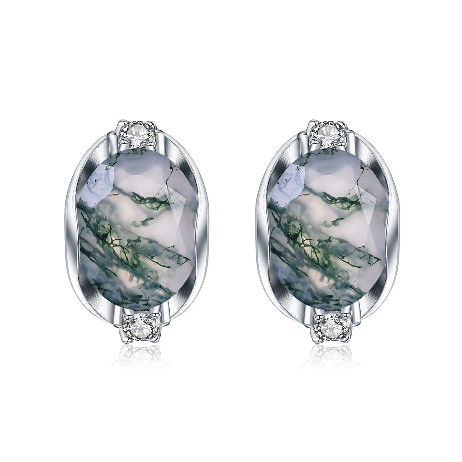 Moss Agate Lever Back Earrings