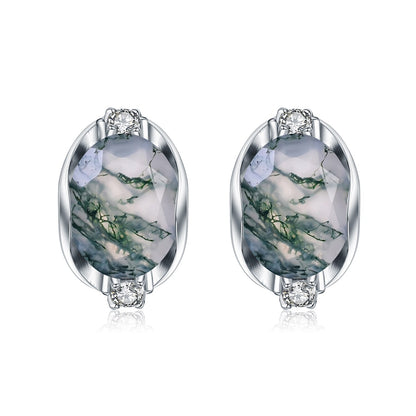 Moss Agate Lever Back Earrings