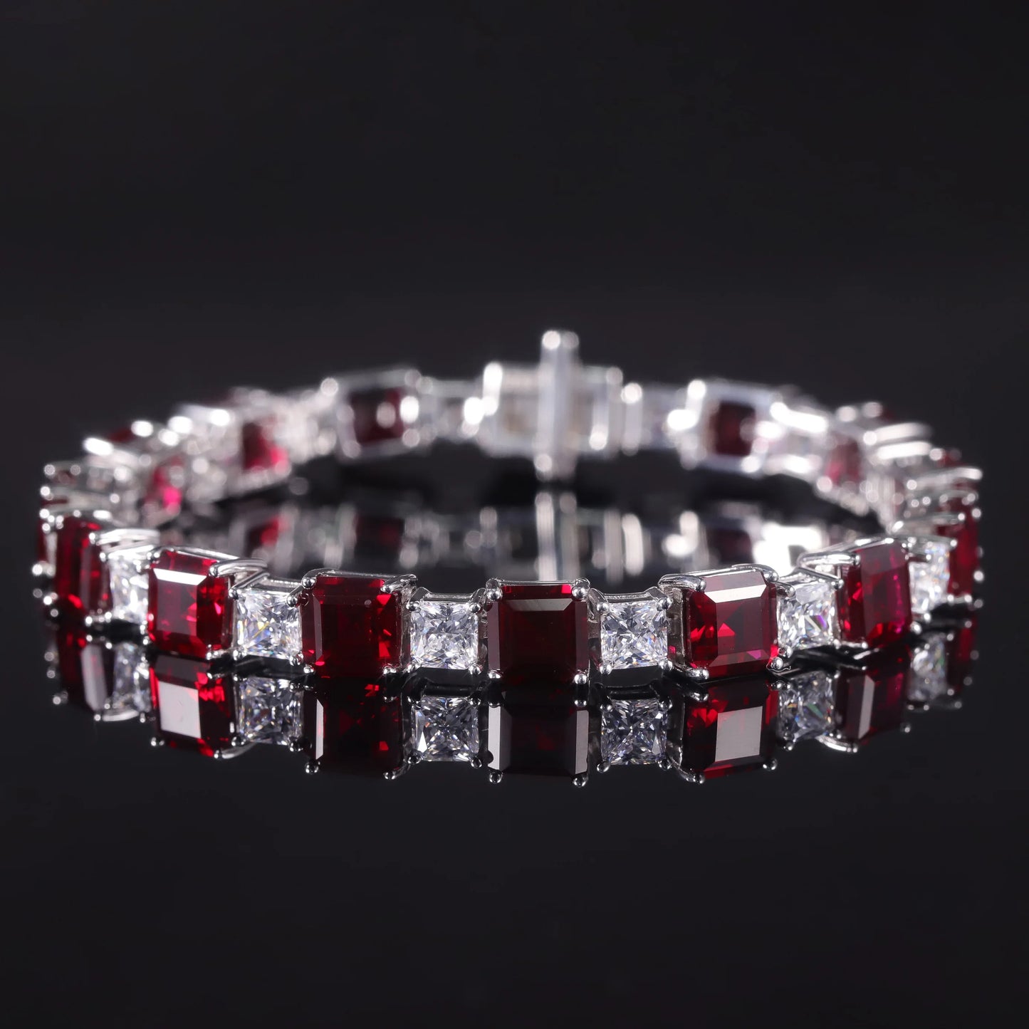 Princess Cut Lab Ruby Tennis Bracelet | Sterling Silver 925 | Choosen Jewelry