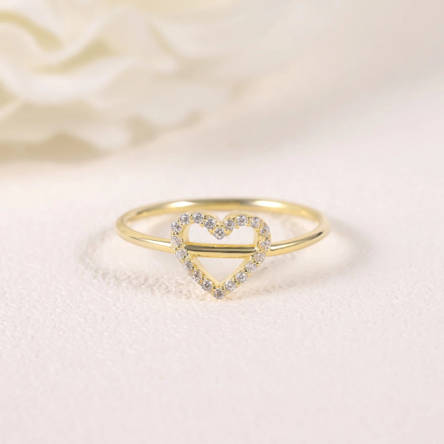 Sterling Silver Moissanite Open Heart Ring | Choosen Jewelry Wedding Band