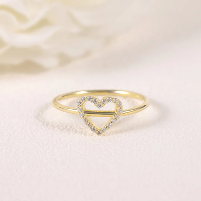 Sterling Silver Moissanite Open Heart Ring | Choosen Jewelry Wedding Band