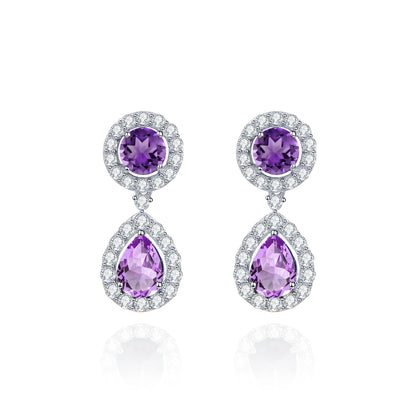 Elegant Amethyst  Drop Earrings | 925 Sterling Silver | Choosen Jewelry