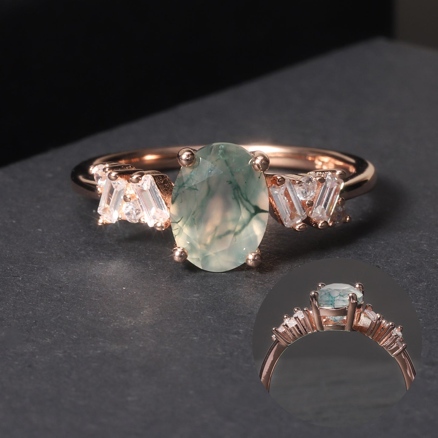 moss agate wedding ring