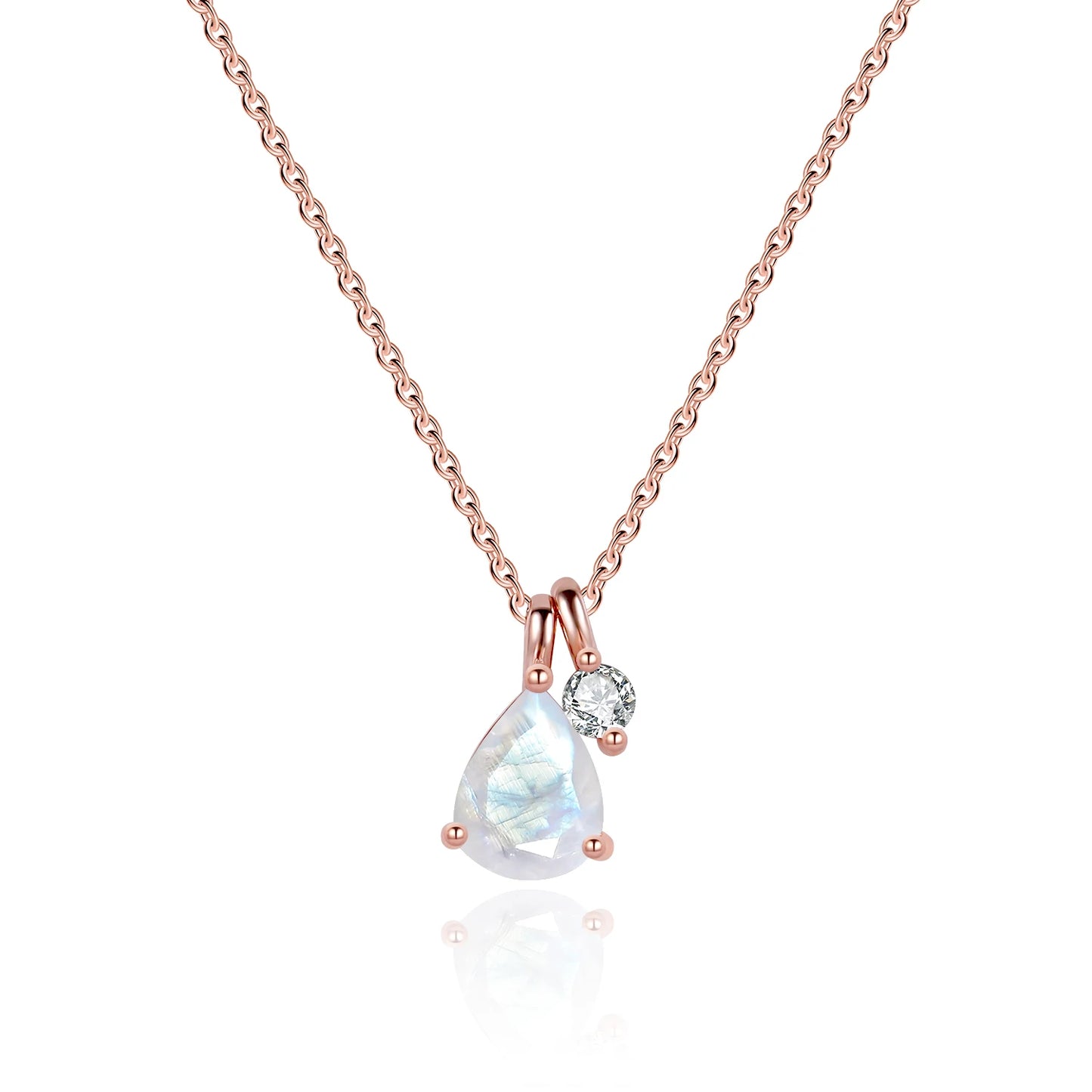 Elegant Rainbow Moonstone Pendant Necklace - 925 Sterling Silver - Choosen Jewelry