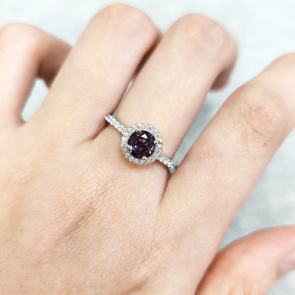 925 Sterling Silver Lab Alexandrite Halo Engagement Ring by Choosen Jewelry