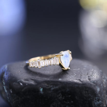 Vintage Milky Blue Moonstone Engagement Ring - Sterling Silver by Choosen Jewelry