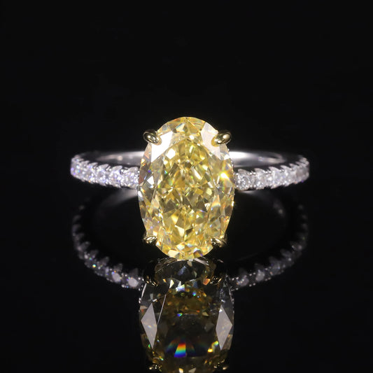 Oval Yellow CZ Diamond Engagement Ring - 925 Sterling Silver - Choosen Jewelry