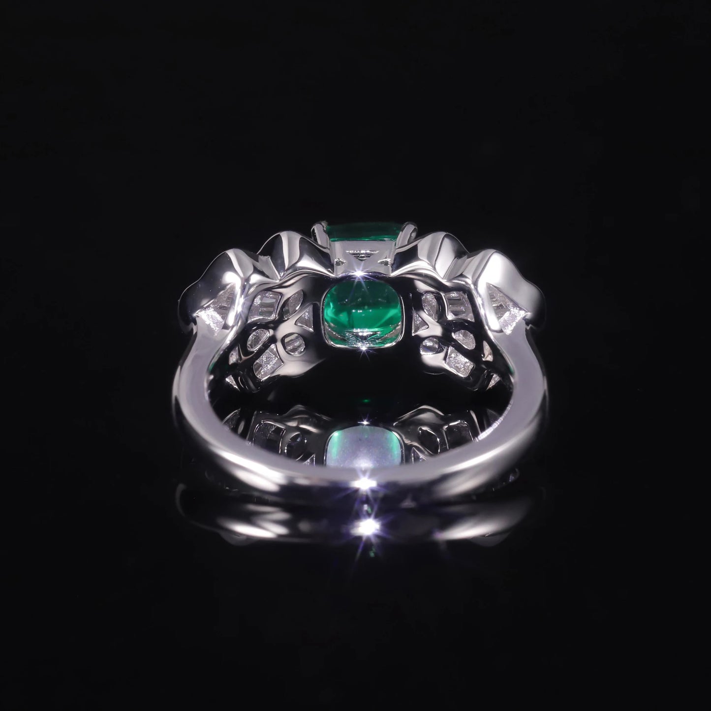 Art Deco Emerald Wedding Ring - Sterling Silver Vintage Style by Choosen Jewelry