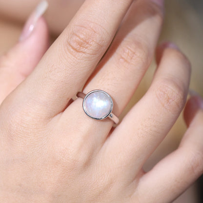 Sterling Silver Rainbow Moonstone Ring - June Birthstone Jewelry by Choosen