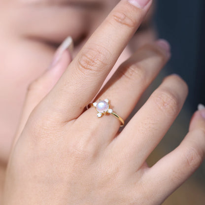 June Birthstone Rainbow Moonstone Ring - 925 Sterling Silver Engagement Ring by Choosen Jewelry