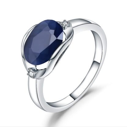 2.91Ct Oval Cut Sapphire Cluster Ring, Channel Set in 925 Sterling Silver