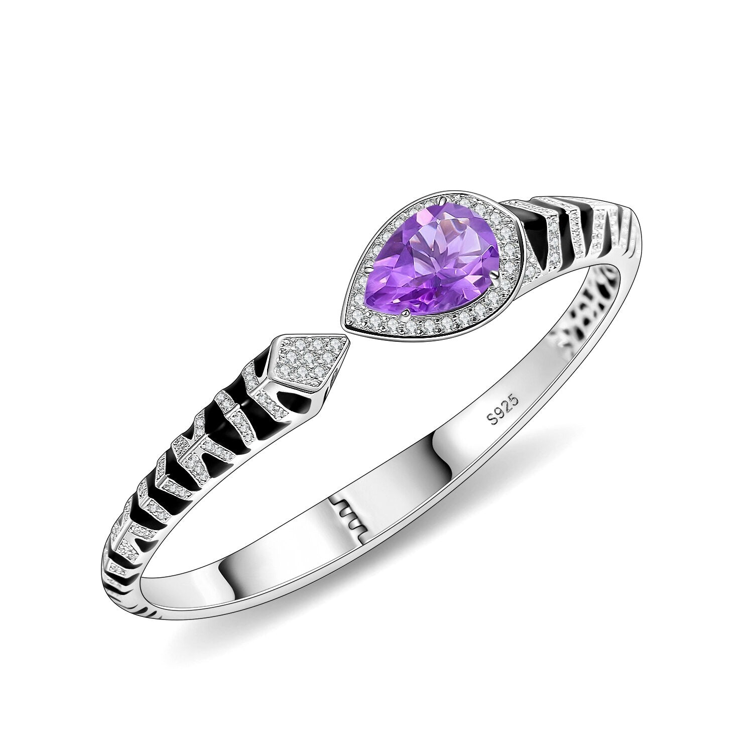 Amethyst Silver Cuff Bracelets for Women