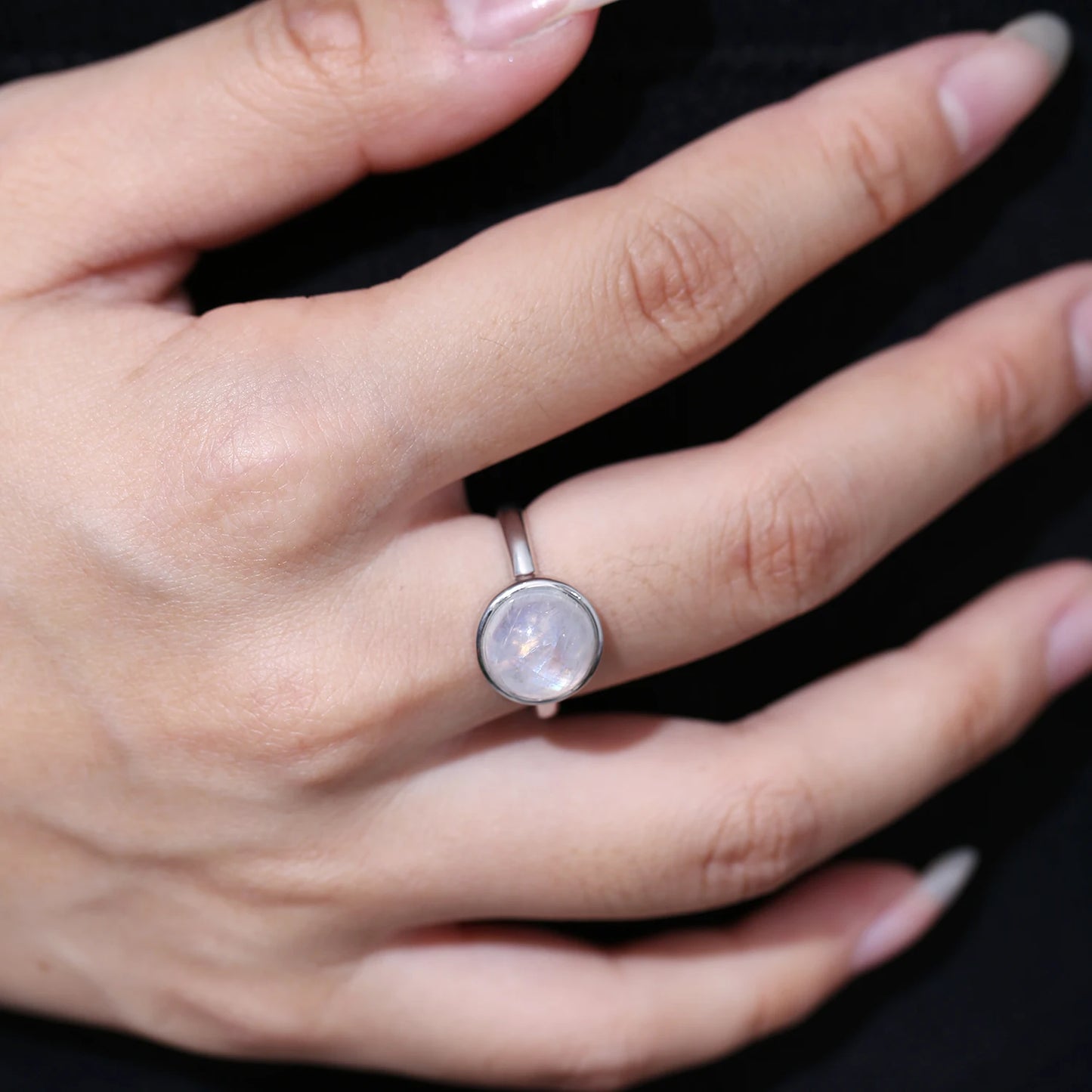 Sterling Silver Rainbow Moonstone Ring - June Birthstone Jewelry by Choosen