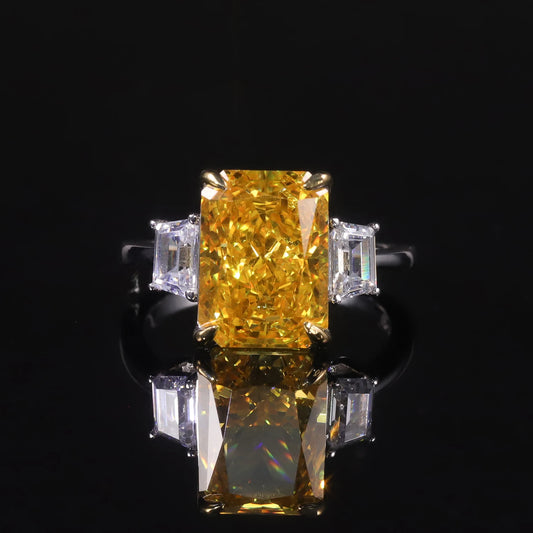 Choosen Jewelry: 925 Sterling Silver Handmade Cocktail Ring with Yellow CZ for Engagement