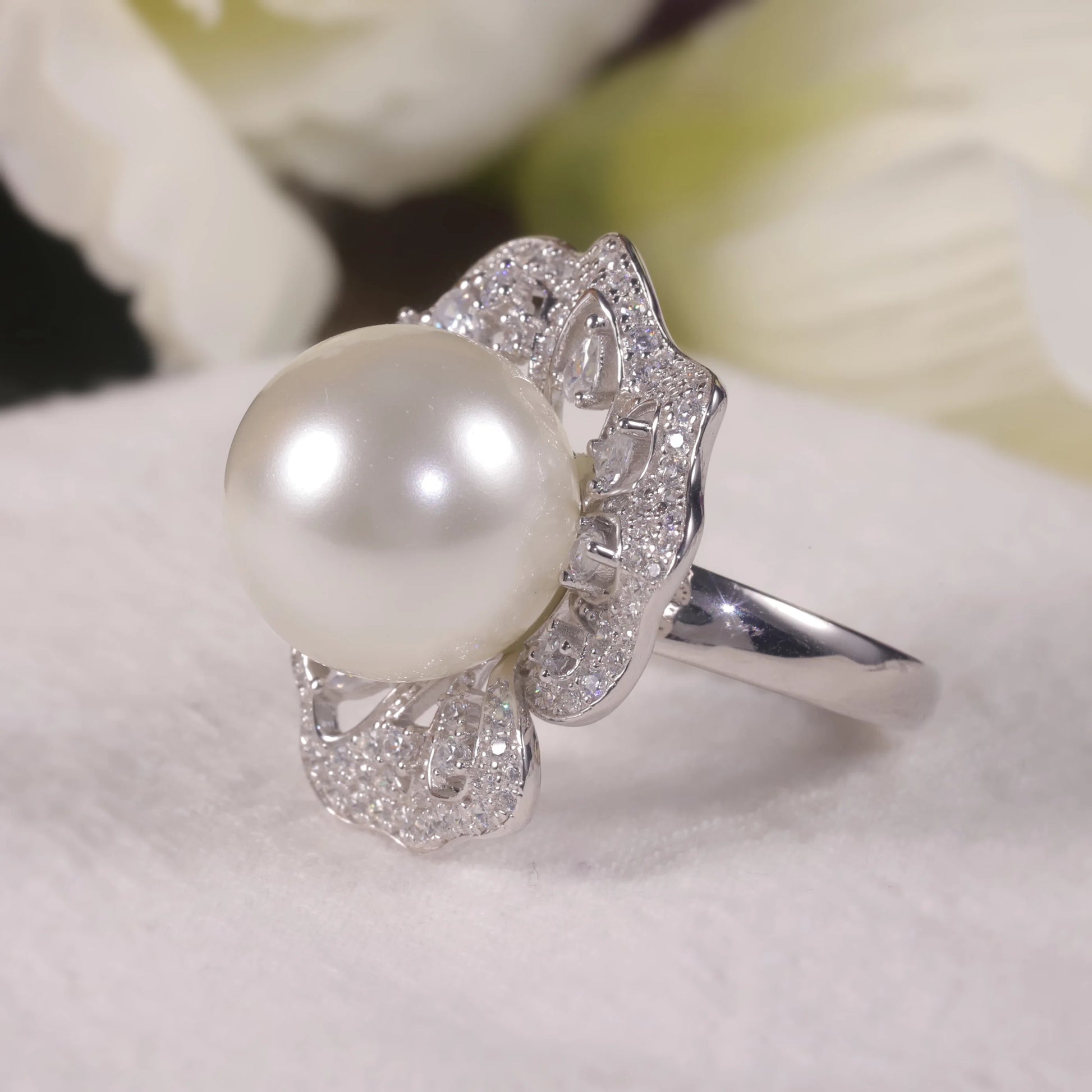 Vintage Art Deco Freshwater Pearl Engagement Ring - 925 Sterling Silver - Choosen Jewelry