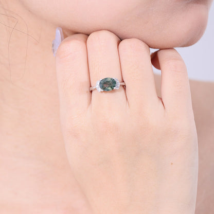 green moss agate ring