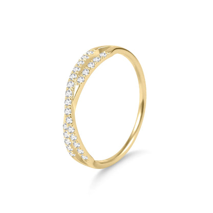 14K Gold Moissanite Criss-Cross Ring | Choosen Jewelry Sterling Silver Half Eternity Band