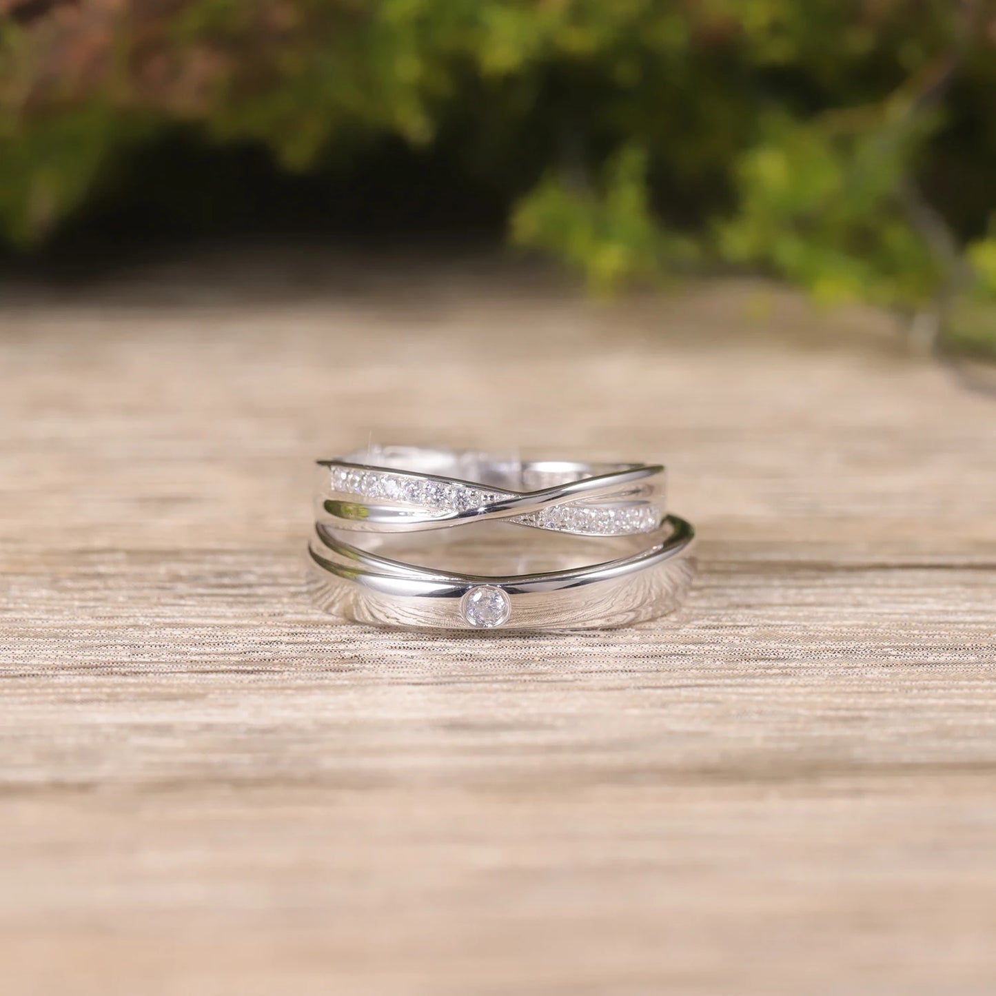 Choosen Jewelry: Moissanite Couple's Wedding Bands in 925 Sterling Silver - Classic Promise Rings