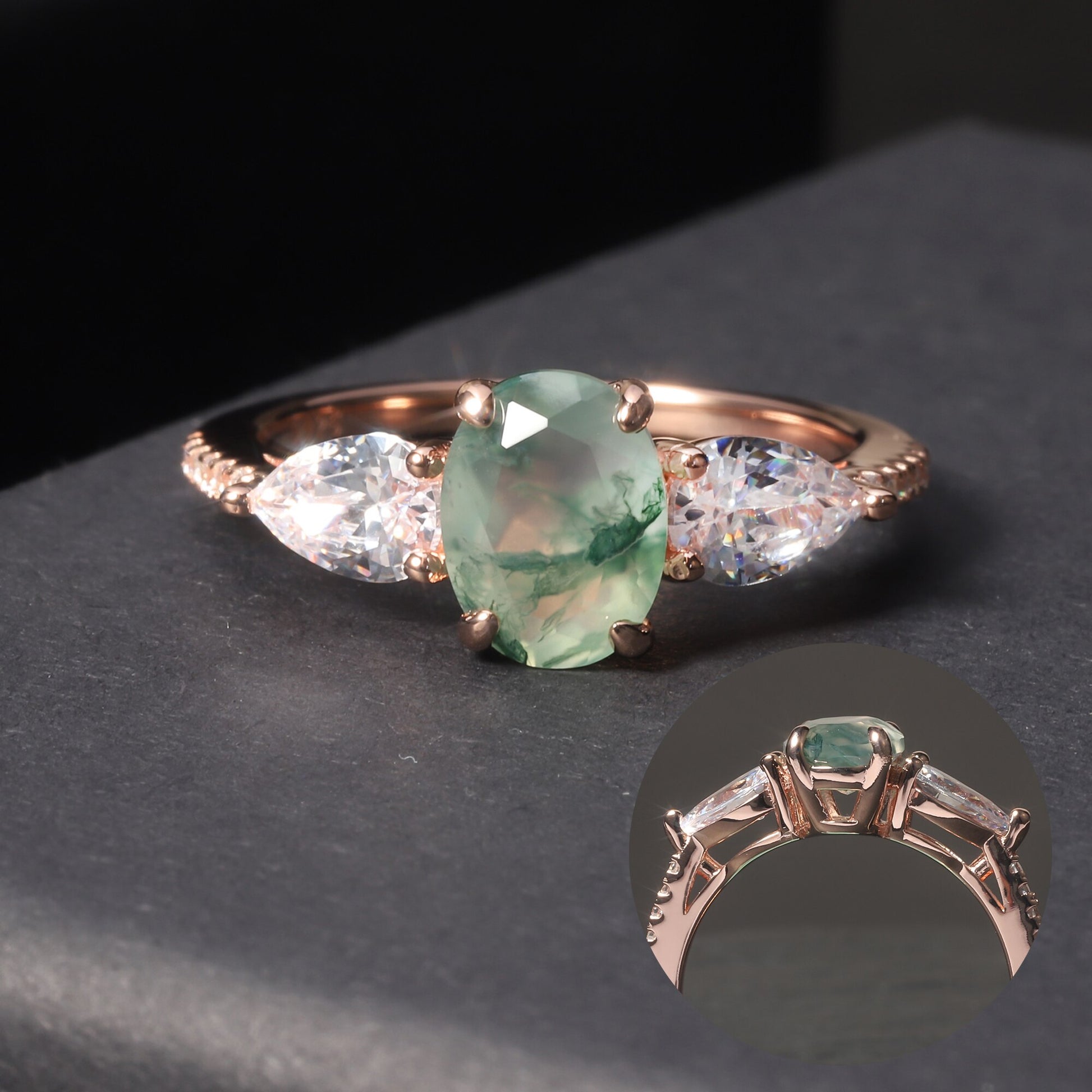 moss agate ring engagement