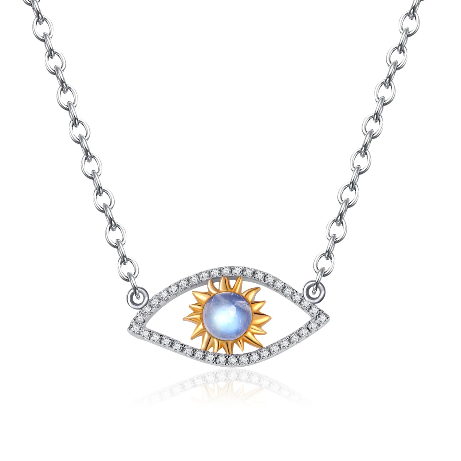 June Birthstone Moonstone Hamsa Pendant Necklace - 925 Sterling Silver | Choosen Jewelry