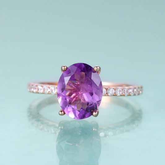 Vintage Amethyst Engagement Ring - 925 Sterling Silver - Choosen Jewelry