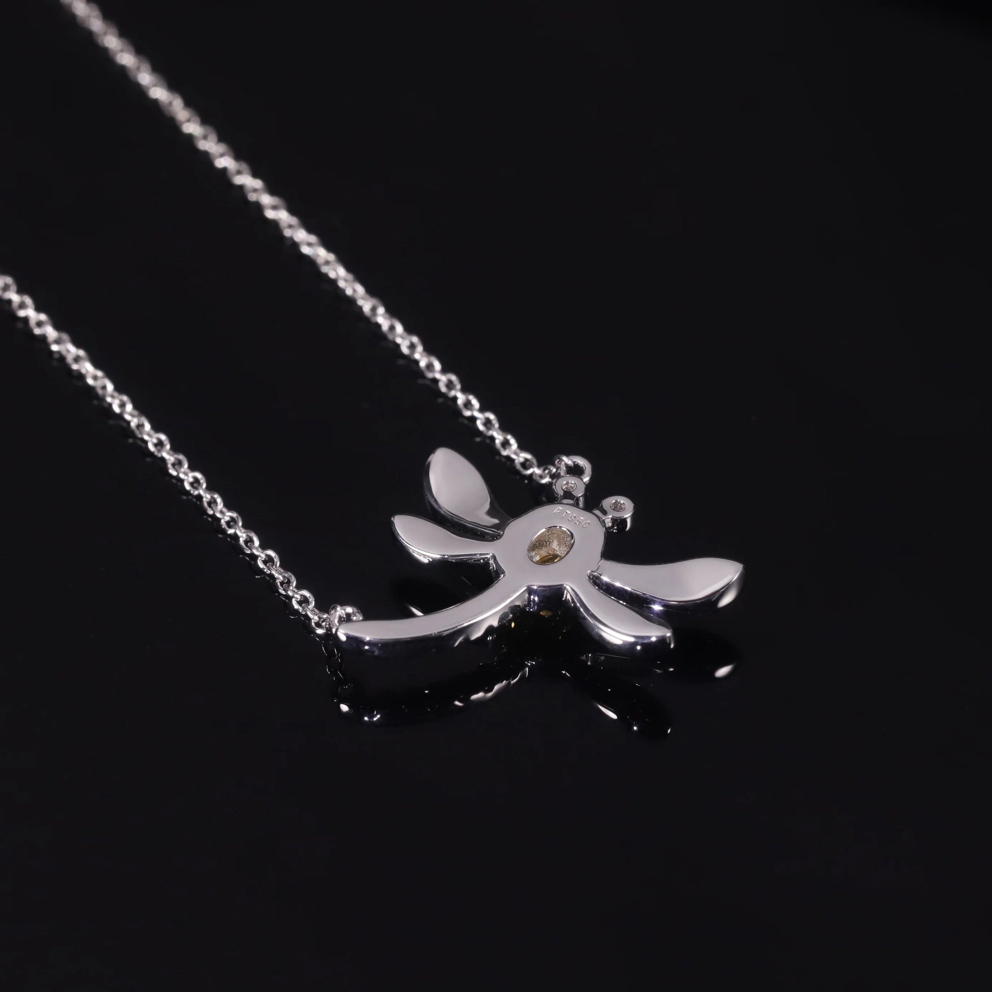 Sterling Silver Dragonfly Pendant Necklace with Yellow CZ - Choosen Jewelry