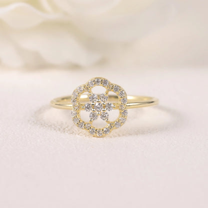 925 Sterling Silver Moissanite Flower Ring - Choosen Jewelry Unique Minimalist Design