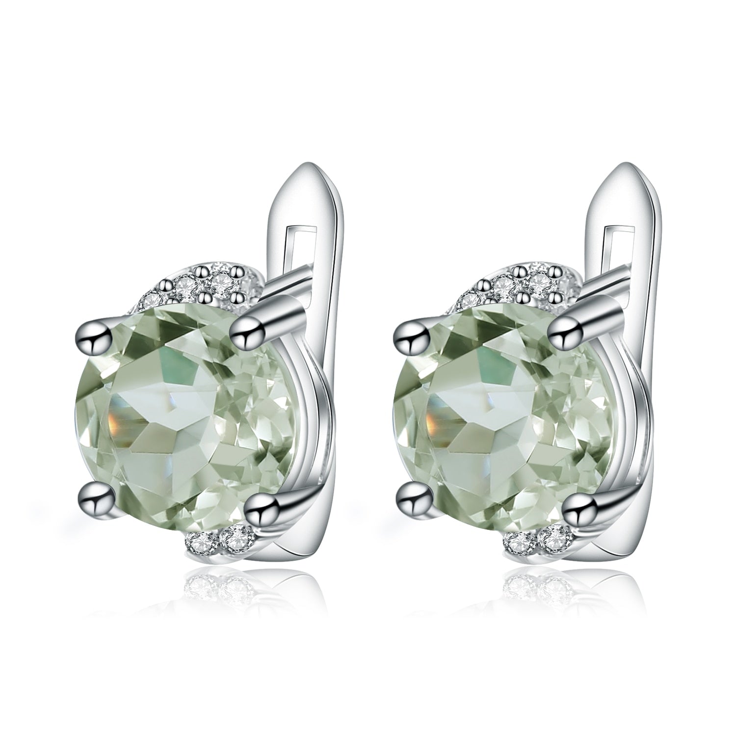 Green Amethyst Lever Back Earrings