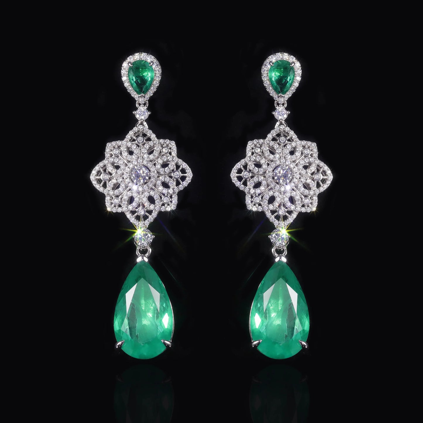 Vintage-Inspired Sterling Silver Emerald Drop Earrings | Choosen Jewelry