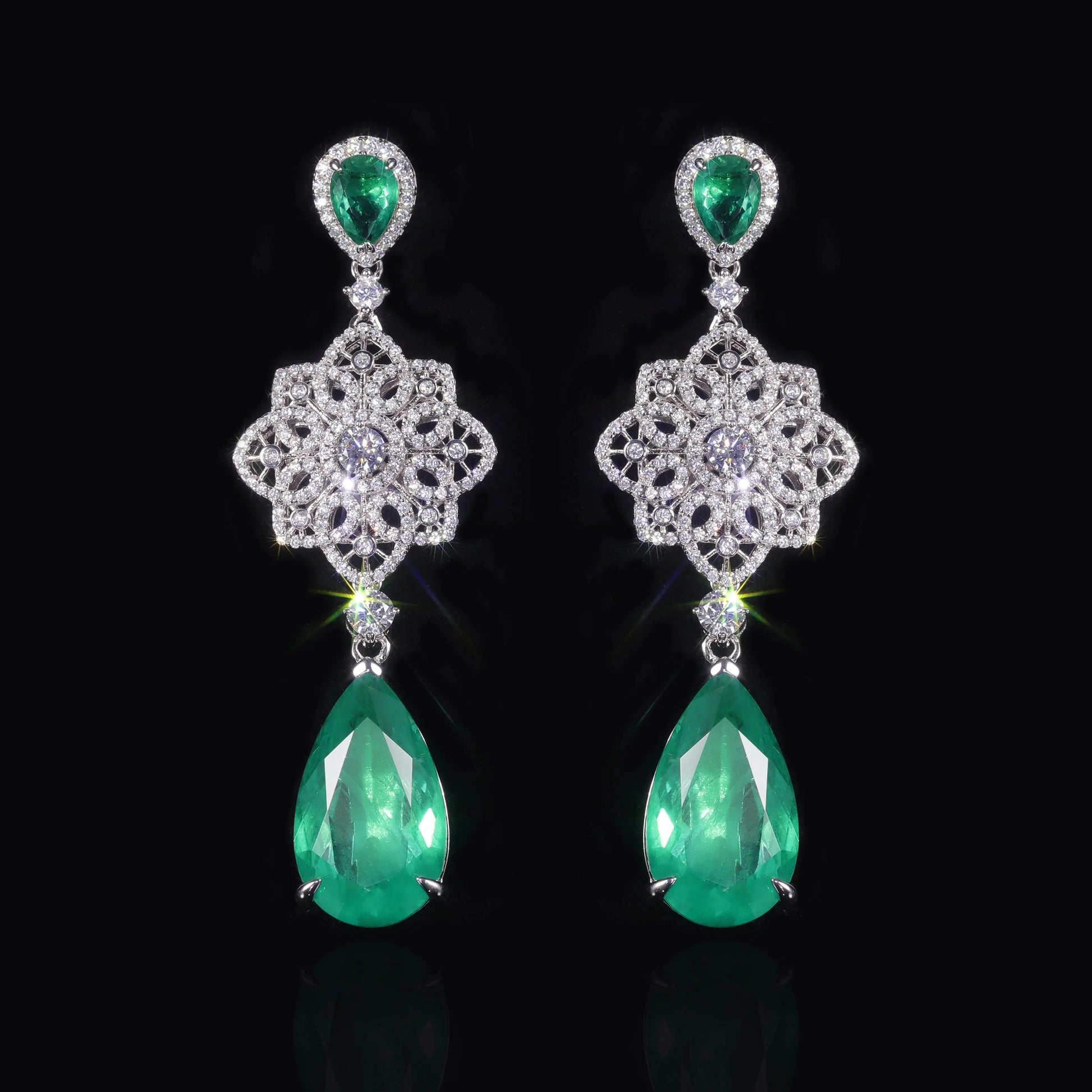 Vintage-Inspired Sterling Silver Emerald Drop Earrings | Choosen Jewelry