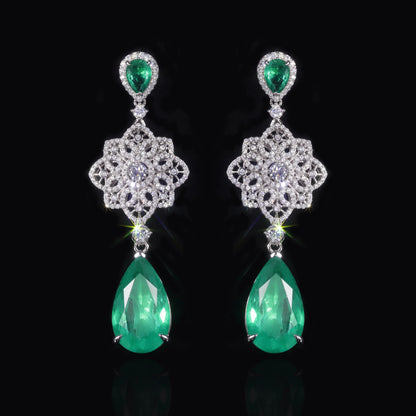 Vintage-Inspired Sterling Silver Emerald Drop Earrings | Choosen Jewelry