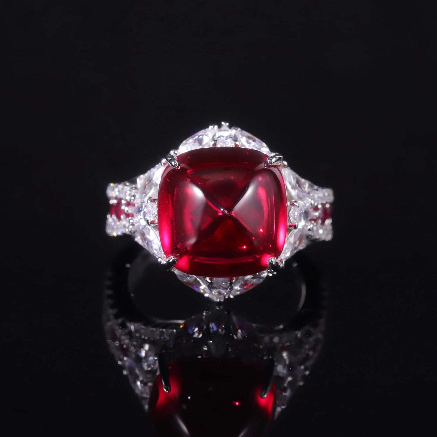 Vintage Art Deco Lab Ruby Ring - 925 Sterling Silver - Choosen Jewelry