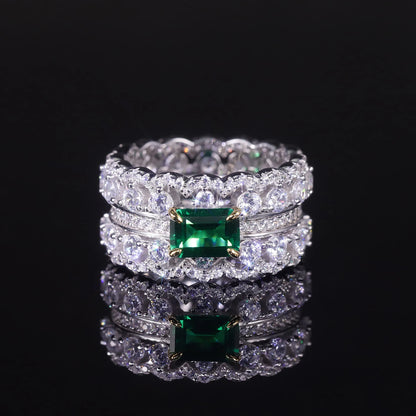 Synthetic Emerald Art Deco Ring - 925 Sterling Silver | Choosen Jewelry