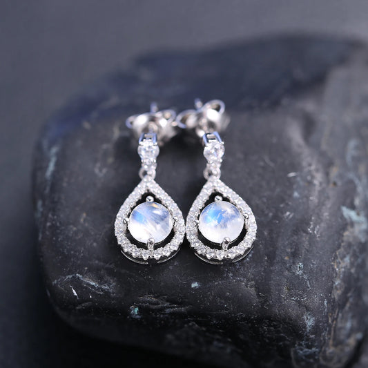 Sterling Silver Moonstone Dangle Earrings - Choosen Jewelry Healing Crystal Fine Jewelry for Women