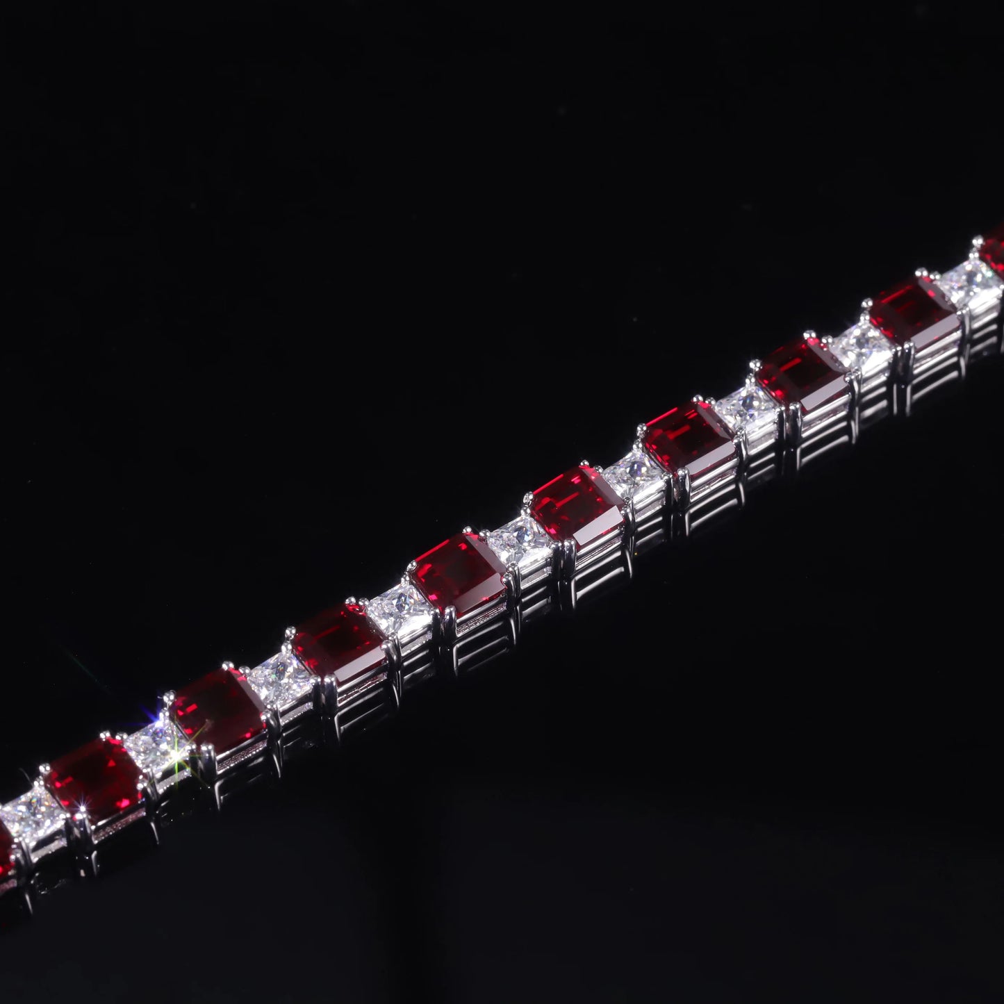 Princess Cut Lab Ruby Tennis Bracelet | Sterling Silver 925 | Choosen Jewelry